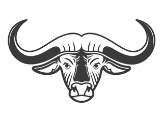 Versatile Ox Icon With Large Curved Horns Strong Symmetrica Symbol Element