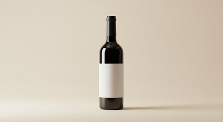 Fototapeta premium Wine Bottle Mockup, Blank Label for Branding on Neutral Background