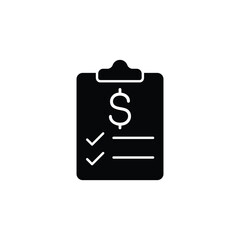 Simple icon of a checklist with dollar sign for financial management.