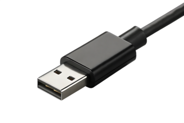 Usb connector with silver metal isolated on a transparent background cable technology