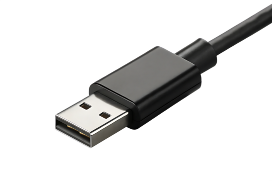 Usb connector with silver metal isolated on a transparent background cable technology
