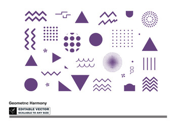 a pattern of black geometric shapes including circles stars and zig zag lines