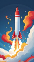 Business Growth Rocket Launch Graphic Illustration