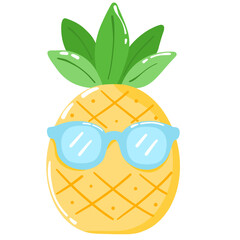 Cartoon Pineapple Wearing Sunglasses Illustration