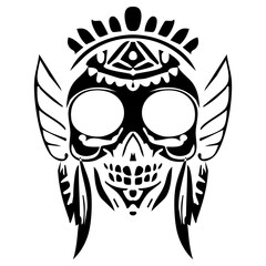 Monochromatic Skull Silhouettes: Native American Inspired Headwear