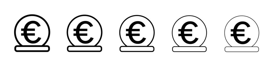 euro sign icon flat simple outline logo