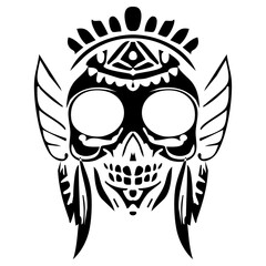 Monochromatic Skull Silhouettes: Native American Inspired Headwear
