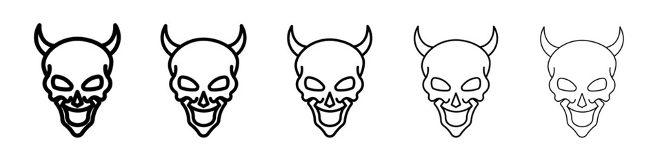 Evil skull icon flat simple outline logo