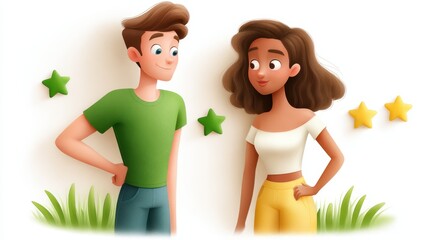 Fostering partnership objectives recognition between two characters in a playful environment