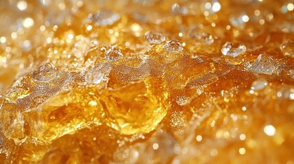 Golden liquid with bubbly texture