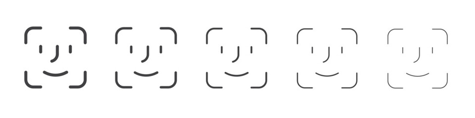 Face id icon flat simple outline logo