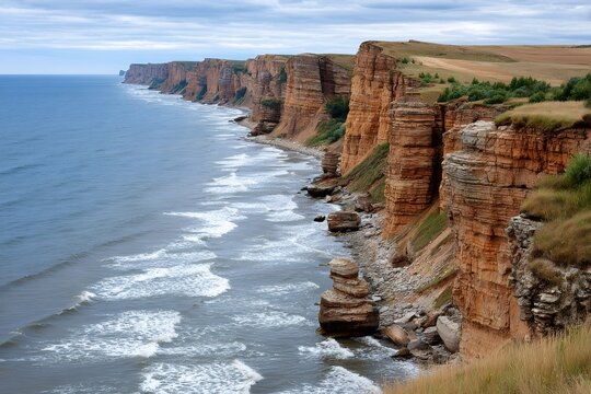 Stunning cliffs rising from baltic sea on pakri peninsula, estonia