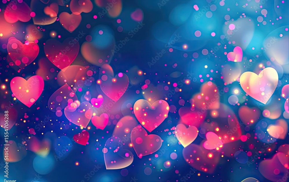 Fototapete vector blurred background with hearts for valentine's day. vector illustration of a colorful bokeh b