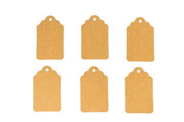Group of Six Kraft Paper Gift Tags Arranged Symmetrically