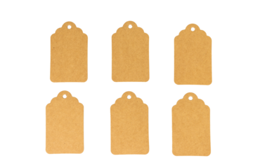 Group of Six Kraft Paper Gift Tags Arranged Symmetrically