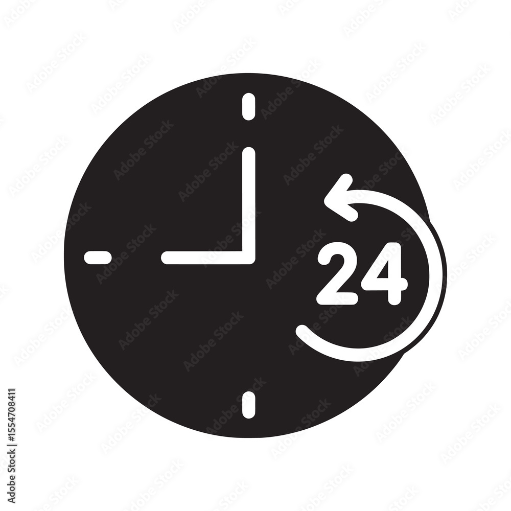 Poster 24 hour service icon for round the clock support and customer assistance open anytime constant avail