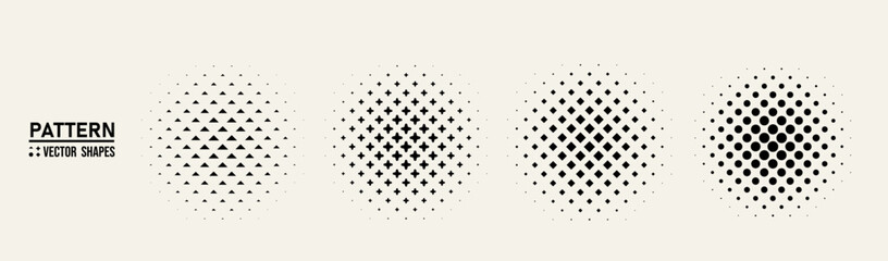 Abstract Geometric Halftone Vector Patterns – Circular Minimal Dot & Shape Designs