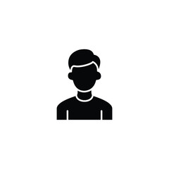 A basic black silhouette icon depicting a man's profile.