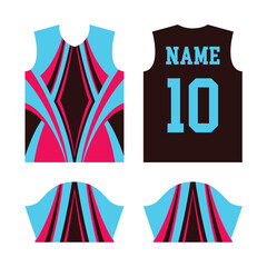 Jersey sport design template, half sleeve soccer jersey, football club, uniform front and back