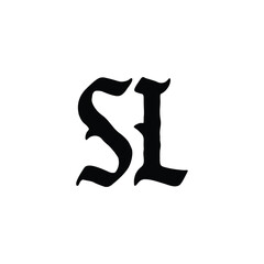 Fototapeta premium SL monogram logo design letter text name symbol monochrome logotype alphabet character simple logo