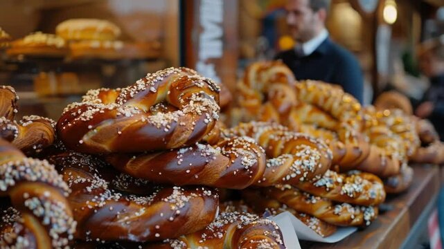 A selection of pretzels arranged neatly on a table, perfect for a snack or party
