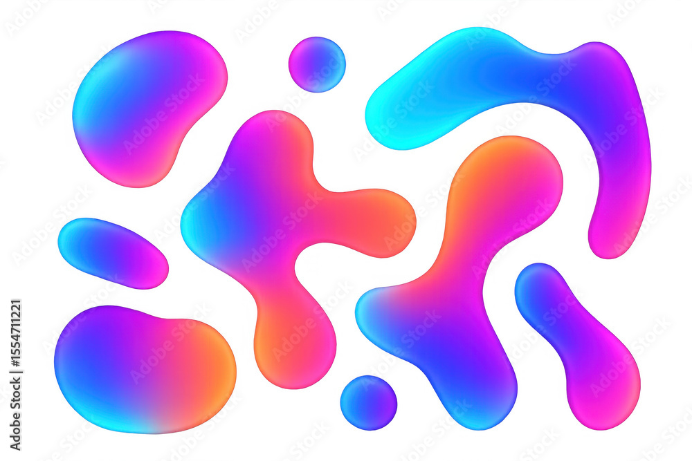 Leinwandbilder Colorful gradient blobs creating an abstract lava lamp pattern on a transparent background, exuding vibrant, fluid motion and dynamic design