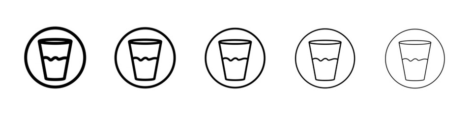 Glass of water icon flat simple outline logo