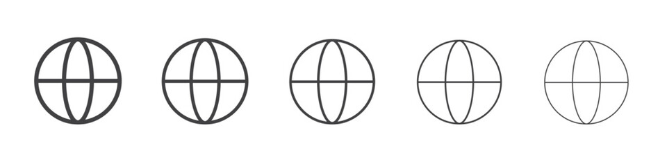 Globe icon flat simple outline logo