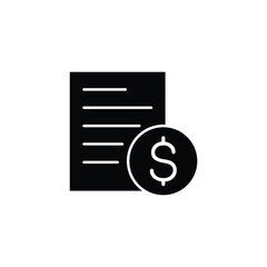 Black icon of an invoice with a dollar sign.
