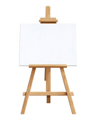 Wooden Easel with a Blank White Canvas, Ideal for Artists, Art Displays, and Creative Presentations
