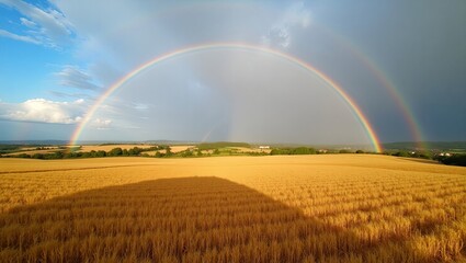 rainbow over field