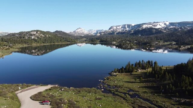 Pristine mountain lake Beartooth mountains 