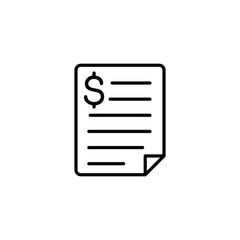 A clean, simple line art icon depicting a financial document or invoice.