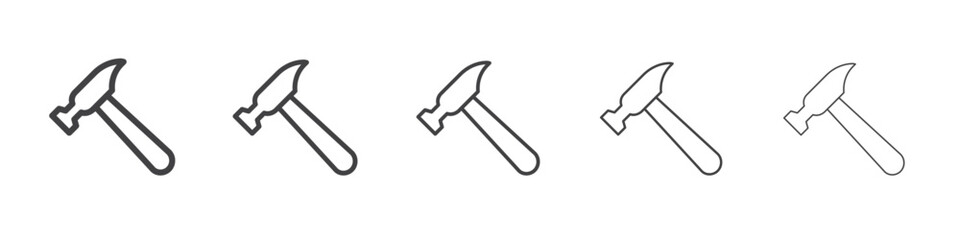 Hammer icon flat simple outline logo