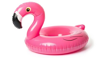 Pink inflatable flamingo pool float on water, playful summer accessory symbolizing fun, leisure, and tropical vibes