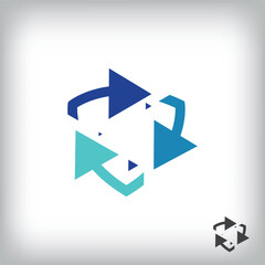 Protection shield arrows logo. Unique design identity. Geometric flat logo template.
