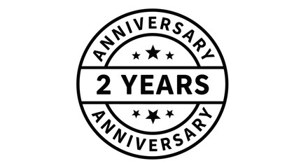 Two Years Anniversary Badge: Black Oval Seal with Stars and Bold Text