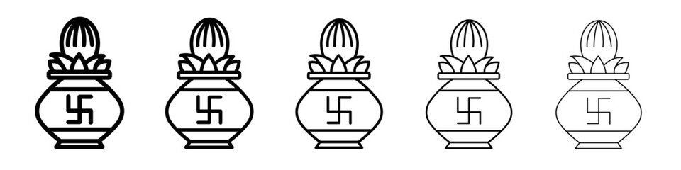 Kalash with coconut icon flat simple outline logo