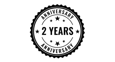 Two Years Anniversary Black and White Round Seal with Stars and Text