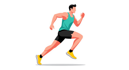 Cartoon Illustration of a Running Man in Teal and Black Athletic Wear