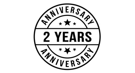 Two Years Anniversary Badge: Black and White Oval Seal with Stars