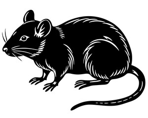 Mouse Vector Silhouette Icon, Ideal for Wildlife, Safari, and Animal-Themed Illustrations

