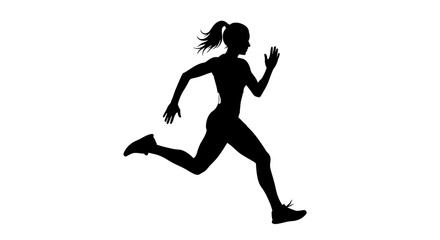 Silhouette of a Woman Running in Athletic Pose