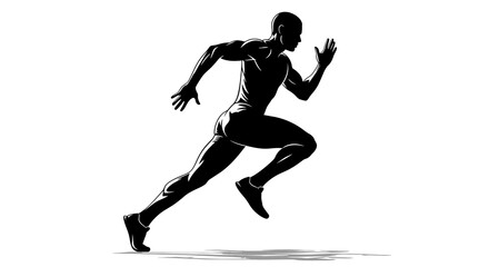 Silhouette of a Muscular Man Running Fast with Dynamic Pose