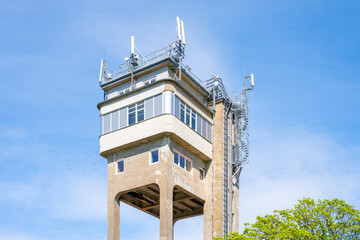 The Rudolfka lookout tower, a former mining tower located in Bohutin, Czechia, features modern...