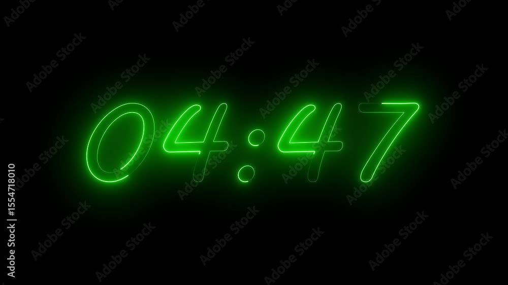 Poster five minute digital timer. 5 minute digital negative countdown sci-fi light effects electronic prote