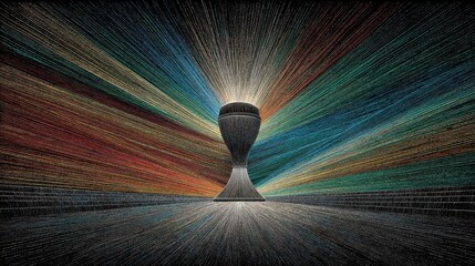 Celebrating connection and success with a trophy in a vibrant artistic environment