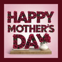 Happy Mother's Day Greeting with Red Roses