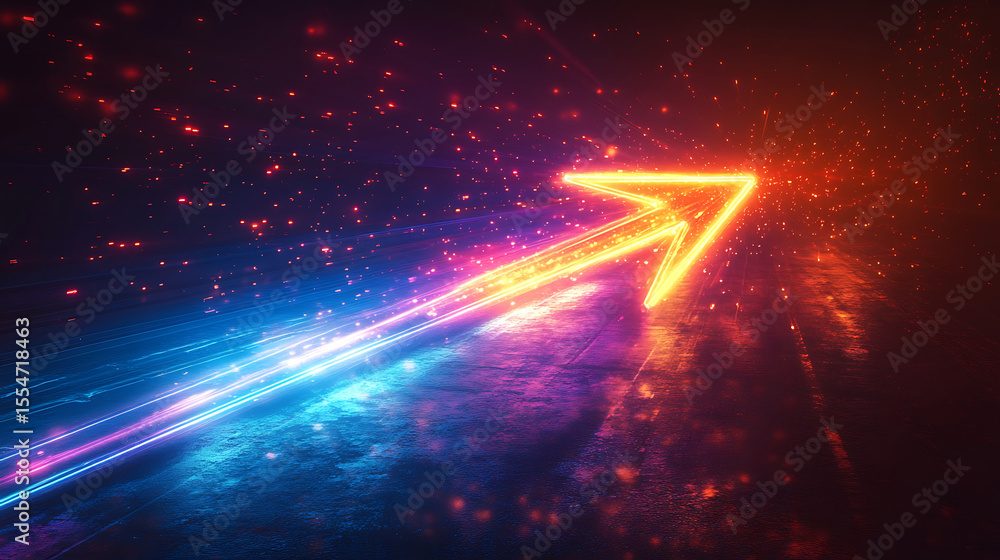Aufkleber glowing arrow with dynamic light trails on dark background abstract futuristic concept for success a