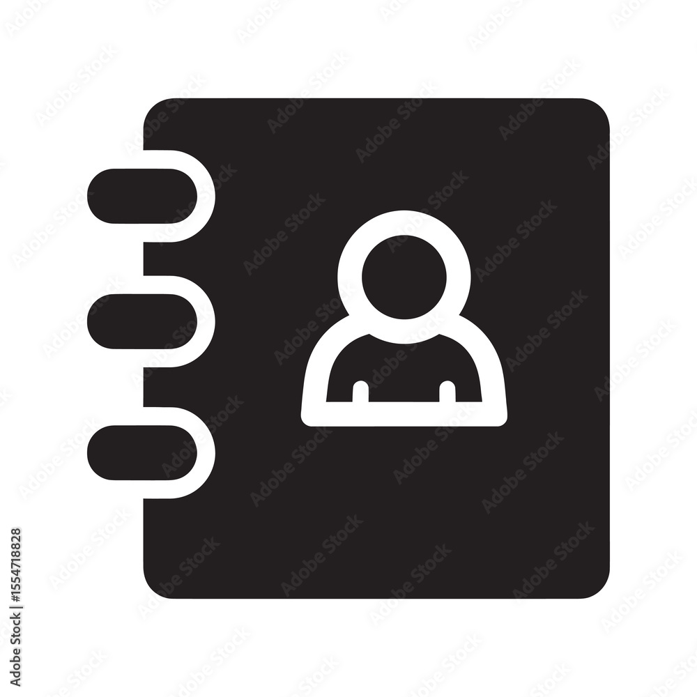 Poster contact list icon with address book for customer relationship management and personal contacts direc